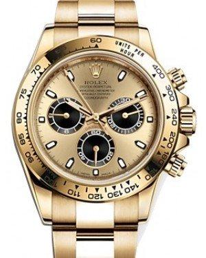 Rolex Daytona Yellow Gold Champagne/Black Index Sun Dial Yellow Gold Bezel Oyster Bracelet 116508