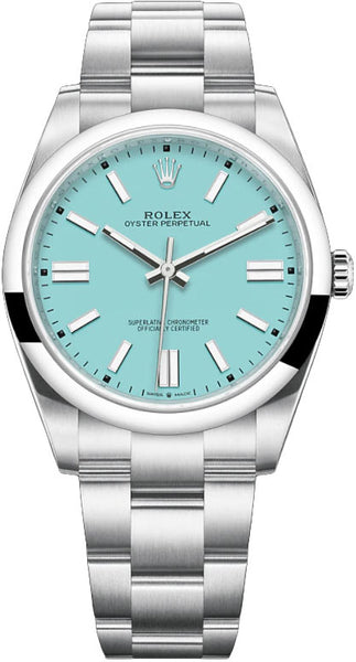 Rolex Oyster Perpetual 41mm Turquoise Tiffany Blue Dial 124300