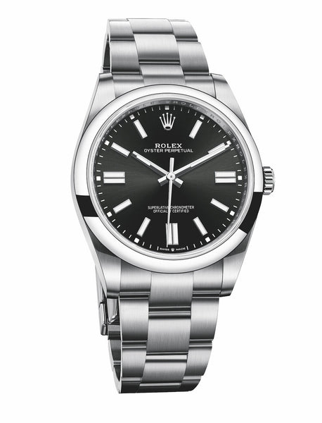 Oyster Perpetual 41mm Bright Black Index Dial Oyster 124300