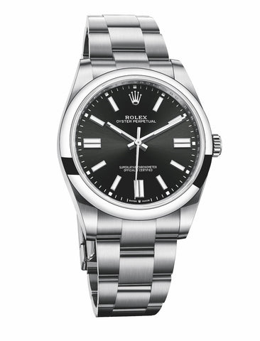Oyster Perpetual 41mm Bright Black Index Dial Oyster 124300