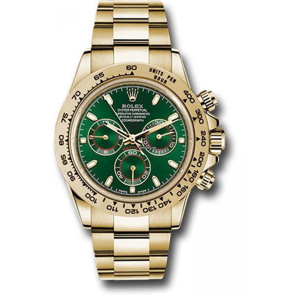 Rolex Daytona 116508 40mm 18kt Yellow Gold Green Dial - NEW