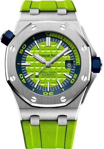 Audemars Piguet Royal Oak Offshore Diver Watch-Green Dial 42mm-15710ST.OO.A038CA.01 - NY WATCH LAB 