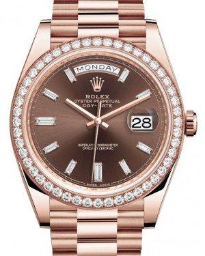 Rolex Day-Date 40 Rose Gold Chocolate Diamond Dial & Diamond Bezel President Bracelet 228345RBR