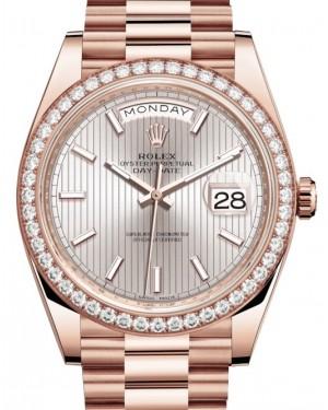 Rolex Day-Date 40 Rose Gold Sundust Stripe Motif Index Dial & Diamond Bezel President Bracelet 228345RBR