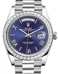 Rolex Day-Date 40 Platinum Blue Roman Dial & Diamond Bezel President Bracelet 228396TBR
