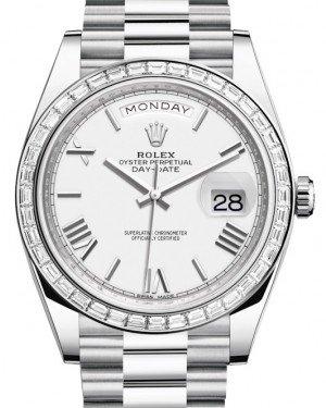 Rolex Day-Date 40 Platinum White Roman Dial & Diamond Bezel President Bracelet 228396TBR