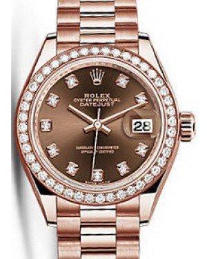 Rolex Datejust 28 279135 Chocolate Diamond Markers & Bezel Rose Gold President - Fresh - NY WATCH LAB 