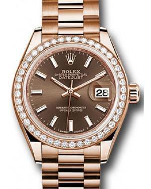 Rolex Datejust 28 279135 Chocolate Index Diamond Bezel Rose Gold President - Fresh - NY WATCH LAB 