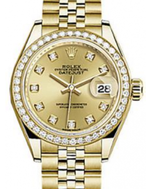 Rolex Datejust 28 279138 Champagne Diamond Markers & Bezel Yellow Gold Jubilee - Fresh - NY WATCH LAB 