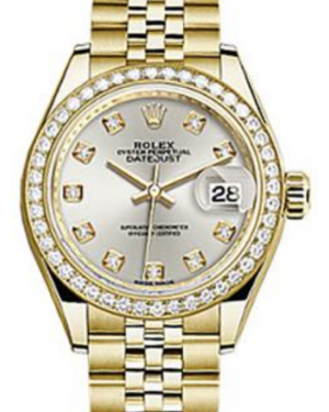 Rolex Datejust 28 279138 Silver Diamond Markers & Bezel Yellow Gold Jubilee - Fresh - NY WATCH LAB 