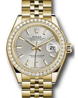 Rolex Datejust 28 279138 Silver Index Diamond Bezel Yellow Gold Jubilee - Fresh - NY WATCH LAB 