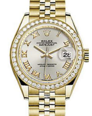 Rolex Datejust 28 279138 Silver Roman Diamond Bezel Yellow Gold Jubilee - Fresh - NY WATCH LAB 