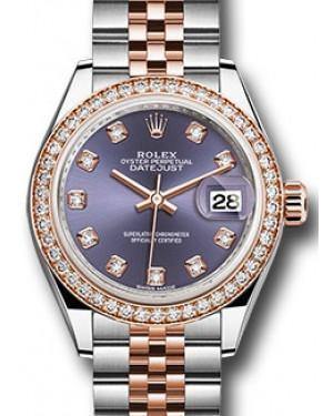 Rolex Datejust 28 279381 Aubergine Diamond Markers & Bezel Rose Gold & Stainless Steel Jubilee - Fresh - NY WATCH LAB 