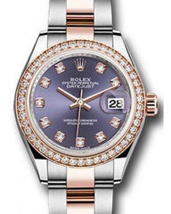 Rolex Datejust 28 279381 Aubergine Diamond Markers & Bezel Rose Gold & Stainless Steel Oyster - Fresh - NY WATCH LAB 