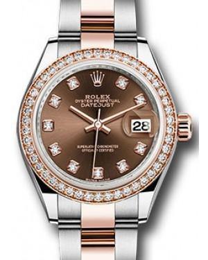 Rolex Datejust 28 279381 Chocolate Diamond Markers & Bezel Rose Gold & Stainless Steel Oyster - Fresh - NY WATCH LAB 