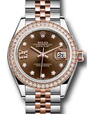 Rolex Datejust 28 279381 Chocolate Diamond Roman 9 o' Clock Diamond Bezel Rose Gold & Stainless Steel Jubilee - Fresh - NY WATCH LAB 