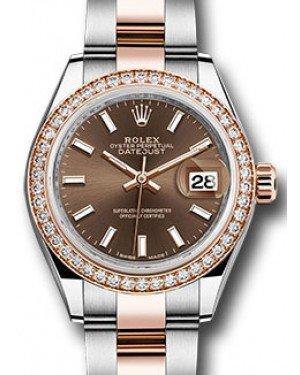 Rolex Datejust 28 279381 Chocolate Index Diamond Bezel Rose Gold & Stainless Steel Oyster - Fresh - NY WATCH LAB 
