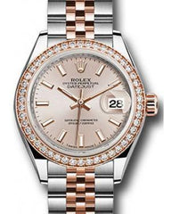 Rolex Datejust 28 279381 Sundust Index Diamond Bezel Rose Gold & Stainless Steel Jubilee - Fresh - NY WATCH LAB 