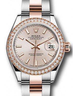 Rolex Datejust 28 279381 Sundust Index Diamond Bezel Rose Gold & Stainless Steel Oyster - Fresh - NY WATCH LAB 