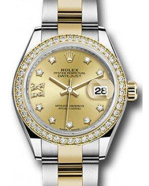 Rolex Datejust 28 279383 Champagne Diamond Roman 9 o' Clock Diamond Bezel Yellow Gold & Stainless Steel Oyster - Fresh - NY WATCH LAB 