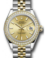 Rolex Datejust 28 279383 Champagne Index Diamond Bezel Yellow Gold & Stainless Steel Jubilee - Fresh - NY WATCH LAB 