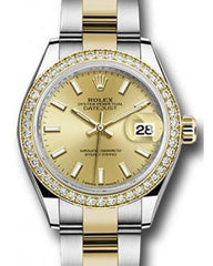 Rolex Datejust 28 279383 Champagne Index Diamond Bezel Yellow Gold & Stainless Steel Oyster - Fresh - NY WATCH LAB 