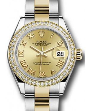 Rolex Datejust 28 279383 Champagne Roman Diamond Bezel Yellow Gold & Stainless Steel Oyster - Fresh - NY WATCH LAB 