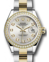 Rolex Datejust 28 279383 Silver Diamond Markers & Bezel Yellow Gold & Stainless Steel Oyster - Fresh - NY WATCH LAB 