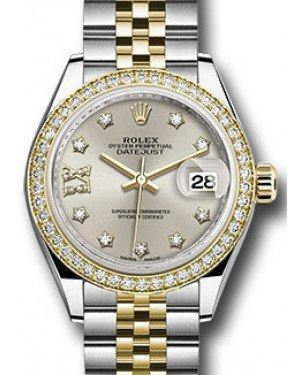 Rolex Datejust 28 279383 Silver Diamond Roman 9 o' Clock Diamond Bezel Yellow Gold & Stainless Steel Jubilee - Fresh - NY WATCH LAB 