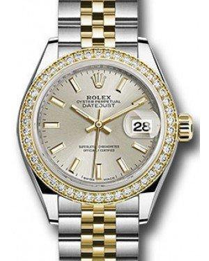 Rolex Datejust 28 279383 Silver Index Diamond Bezel Yellow Gold & Stainless Steel Jubilee - Fresh - NY WATCH LAB 