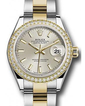Rolex Datejust 28 279383 Silver Index Diamond Bezel Yellow Gold & Stainless Steel Oyster - Fresh - NY WATCH LAB 