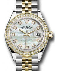 Rolex Datejust 28 279383 White Mother of Pearl Diamond Markers & Bezel Yellow Gold & Stainless Steel Jubilee - Fresh - NY WATCH LAB 
