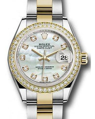 Rolex Datejust 28 279383 White Mother of Pearl Diamond Markers & Bezel Yellow Gold & Stainless Steel Oyster - Fresh - NY WATCH LAB 
