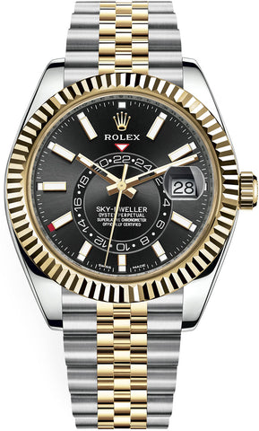 Rolex Sky-Dweller 42mm Two Tone Black & Yellow Gold Dial Jubilee 326933