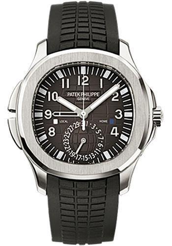 Patek Philippe 40.8mm Mens Aquanaut Dual Time Watch Black Dial 5164A - NY WATCH LAB 