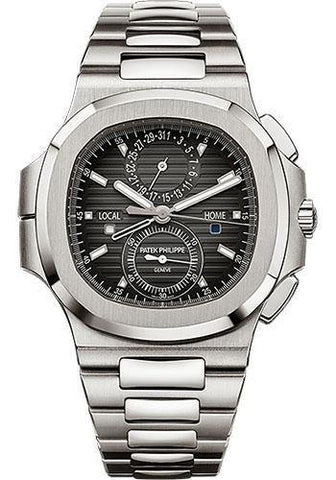 Patek Philippe 40.5mm Nautilus Travel Time Chronograph Watch Black Dial 5990/1A - NY WATCH LAB 