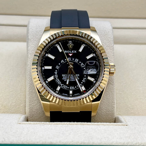 Rolex Sky-dweller 326238 Yellow Gold Black Dial Oysterflex 2022 NEW