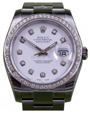 Rolex Datejust 36 Steel/White Gold White Diamond Dial Diamond Bezel Oyster Bracelet 116200
