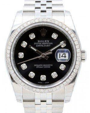 Rolex Datejust 116200 Diamond Black 36mm Stainless Steel Jubilee Fresh - NY WATCH LAB 