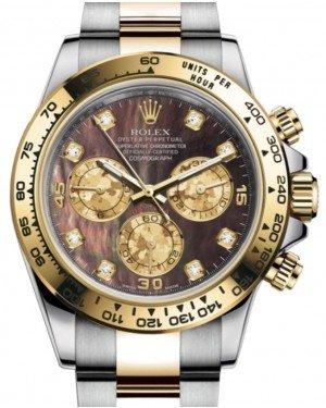 Rolex Daytona Yellow Gold/Steel Black Mother of Pearl Diamond Dial Yellow Gold Bezel Oyster Bracelet 116503 - NEW