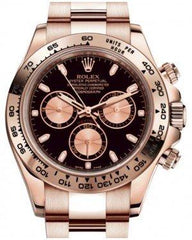 Rolex Daytona 116505 Black Index Pink Subdials Rose Gold Oyster Chronograph - NEW