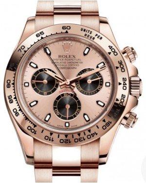 Rolex Daytona 116505 Rose Gold Pink & Black Index Dial Rose Gold Bezel Oyster Bracelet - NEW