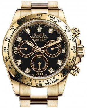 Rolex Daytona Yellow Gold Black Diamond Dial Yellow Gold Bezel Oyster Bracelet 116508 - NEW