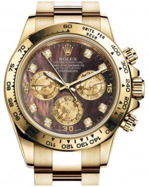 Rolex Daytona Yellow Gold Dark Mother of Pearl Diamond Dial Yellow Gold Bezel Oyster Bracelet 116508 - NEW