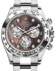 Rolex Daytona White Gold Black Mother of Pearl Diamond Dial White Gold Bezel Oyster Bracelet 116509 - NEW