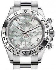 Rolex Daytona White Gold White Mother of Pearl Diamond Dial White Gold Bezel Oyster Bracelet 116509 - NEW