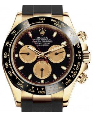 Rolex Daytona Yellow Gold Black/Champagne Index Dial Ceramic Bezel Oysterflex Rubber Bracelet 116518LN