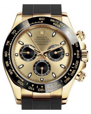 Rolex Daytona Yellow Gold Champagne/Black Index Dial Ceramic Bezel Oysterflex Rubber Bracelet 116518LN