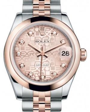 Rolex Datejust 31 Lady Midsize Rose Gold/Steel Pink Jubilee Diamond Dial & Smooth Domed Bezel Jubilee Bracelet 178241 - Fresh - NY WATCH LAB 