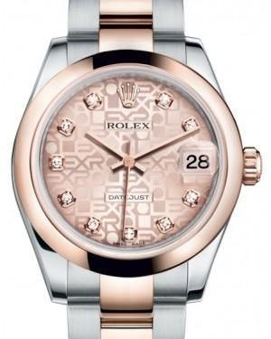 Rolex Datejust 31 Lady Midsize Rose Gold/Steel Pink Jubilee Diamond Dial & Smooth Domed Bezel Oyster Bracelet 178241 - Fresh - NY WATCH LAB 
